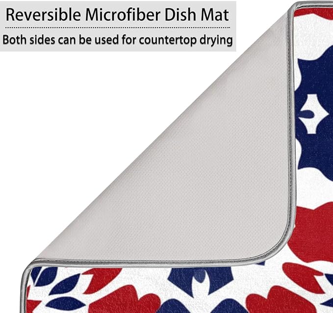 Dish Drying Mat for Kitchen Absorbent Drying Mat Reversible Dish Drying Pad Dish Drying Mats for Kitchen Counter Utensils Pots Water Cup Flowers