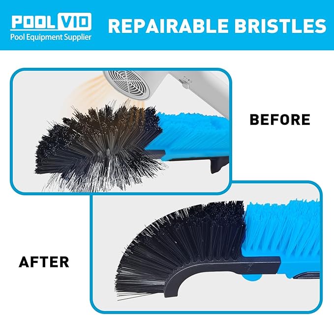 Poolvio 22" Extra-Wide Pool Brush Head, Heavy-Duty Pool Scrubber Brush with Detachable Corner Brush & Strong Nylon Bristles for Walls & Floors in Above-Ground and Inground Pools (Blue)
