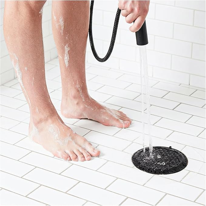 Shower Drain Hair Catcher/Strainer/Cover/Filter/Trap, Weighted Metal Hair Trap Stopper Sink Drain Protector Black