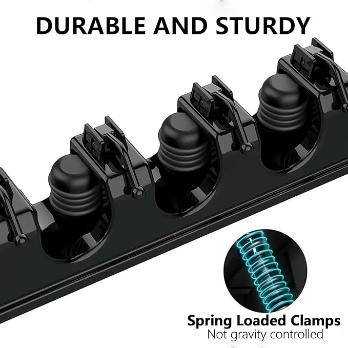 Wall Mount Broom and Mop Holder, Heavy Duty Long Handle Garden Tool Organizer with Hooks & Slots, Garage Storage Wall Hanger for Shovel, Rake, Kitchen, Laundry & Shed