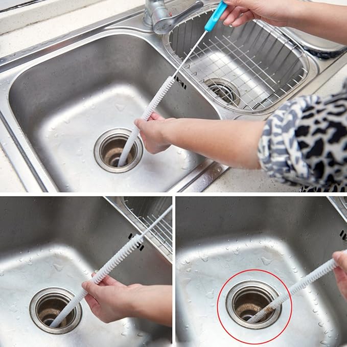 Jumper Joo Drain Snake Brush,Drain Brush for a Sink Drain, 28 inch (71cm), Sink Drain Brush Drain Clog Cleaning Brush,2pcs