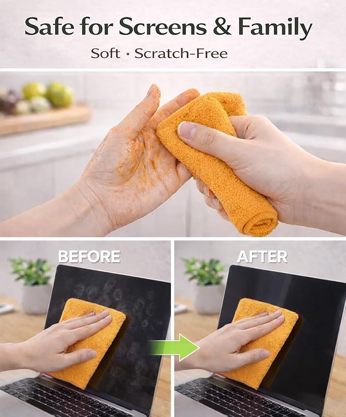 Microfiber Cleaning Cloth Roll–100 Pack, Tear Away Microfiber Towels, Reusable, Washable, Scratch-Free, Kitchen Towels for Car, Home, Kitchen, Glass, Dishes(Tangerine Yellow)