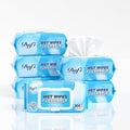 DAFI Flushable Wipes for Adult Wet Wipes, Total 600 Unscented Toilet Wipes Flushable, No Alcohol & 100% Plant Based Fibers, Septic and Sewer Safe Pack of 6