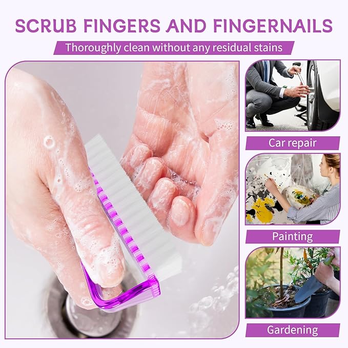 8Pcs Nail Brushes for Cleaning Fingernails, Handle Grip Nail Scrubber Brush, Manicure Tools Scrub Brushes Kit, Toenail Brush To Clean Under Nails Pedicure Foot Small Brush Women Men (4 Colors)