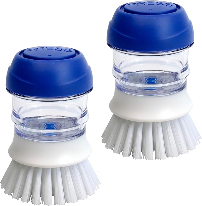CELOX 2 Pack Dish Brush with Soap Dispenser for Kitchen Cleaning, Kitchen Brush for Dish Pot Pan Sink Cleaning