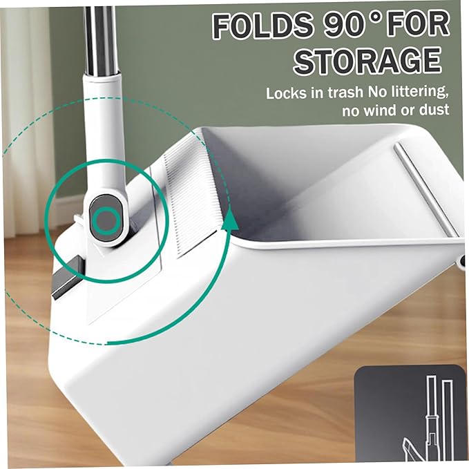 3-in-1 Broom with Dustpan Combo Set Foldable and Rotating Broom and Dustpan Set with Long Handle for Home Office School Dorm