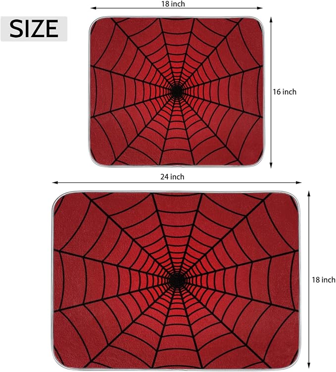 Dish Drying Mat for Kitchen Absorbent Drying Mat Reversible Dish Drying Pad Dish Drying Mats for Kitchen Counter Utensils Pots Water Cup Spiders Red Web