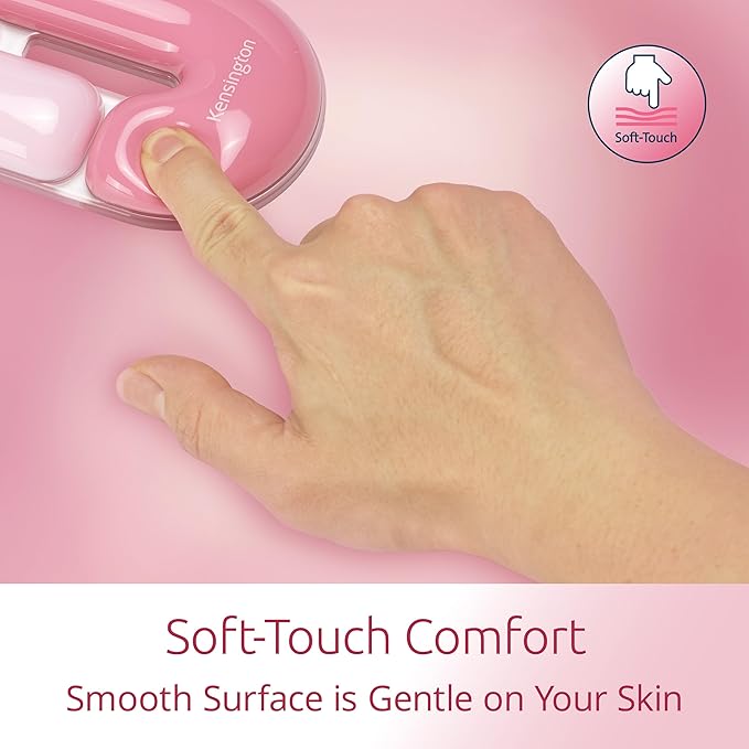Kensington Gel Mouse Wrist Rest Support Cushion for Mice & Trackballs, Duo Gel Ergonomic Mouse Wrist Support for Pain Relief, Comfortable Non-Skid, Loop Pink 7.4" x 3.27" x 0.7" K62828WW