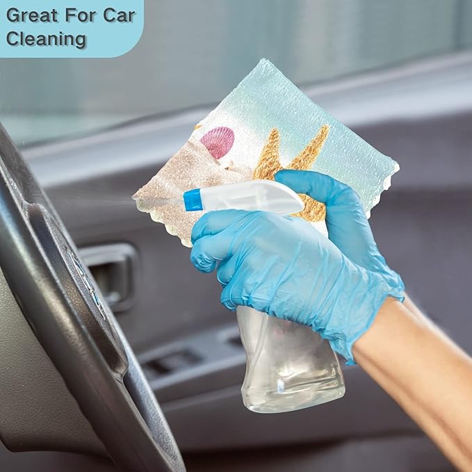 ALAZA Dish Towels Kitchen Cleaning Cloths Palm Leaf Starfish Summer Beach Dish Cloths Super Absorbent Kitchen Towels Lint Free Bar Tea Soft Towel Kitc