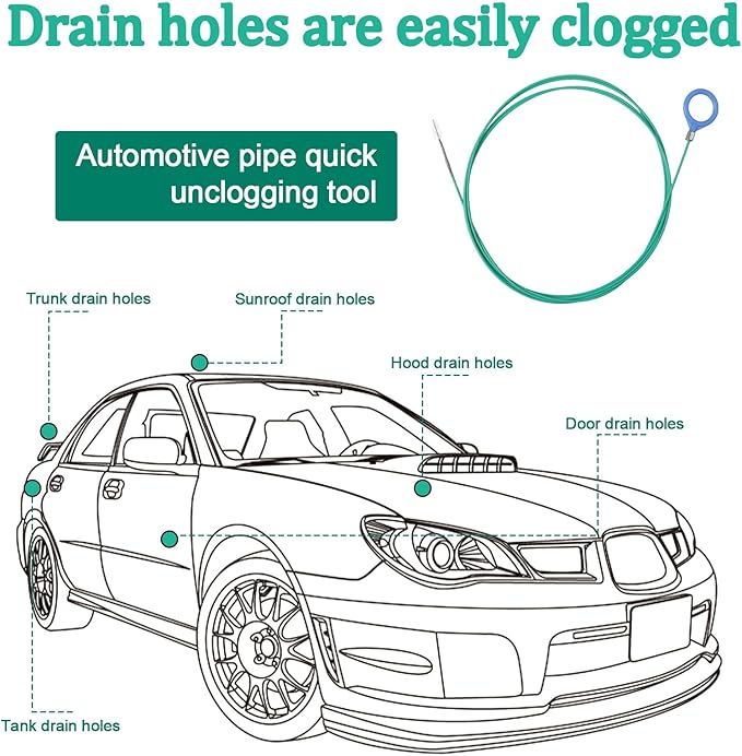 5PCS Updated Sunroof Drain Cleaning Tool Kit 118in Extra Long Flexible Tube Cleaning Brush with Pipe Cleaning Brush Syringe Hose Drain Brush Car Sunroof Drain Cleaner for Drains Sewers Windshields