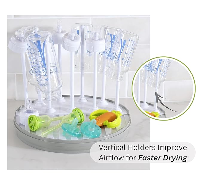 Pequeño Baby Bottle Drying Rack for Countertop – Compact Drying Station for Bottles, Nipples & Pump Parts | Fast-Drying BPA-Free Organizer for Newborn Essentials