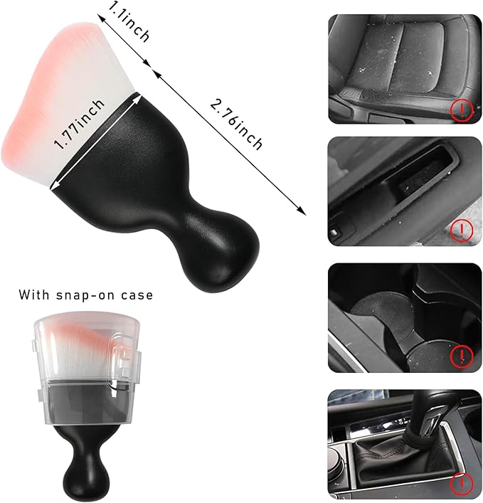Car Interior Dust Brush, Soft Scratch Free Auto Detailing Brushes, Universal Vehicle Interior Cleaning Tool for Automotive Dashboard, Air Vents, Leather(White & Pink)