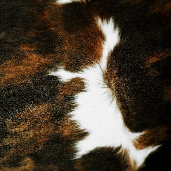 Amearea Faux Cow Hide Rug Large 6.2x5.2 Feet, Premium Western Home Decor Cow Print Rugs for Living Room, Faux Leather Animal Cowhide Bedroom Carpet, Dining Traditional Cow Pattern Stuff Carpets, Brown