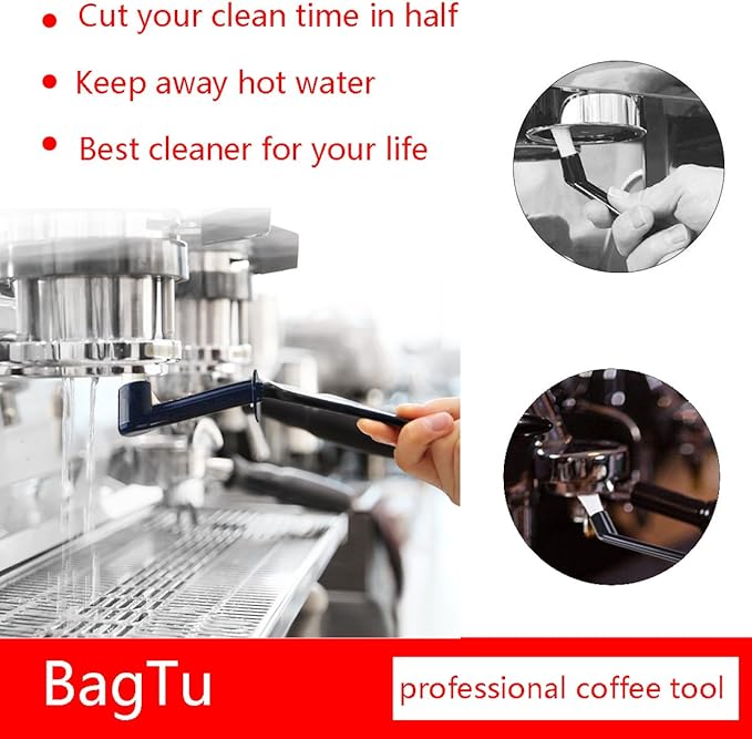 Coffee Machine Cleaning Brush with Spoon Tool Set for Espresso Machine Group Head,Pack of 3,Black