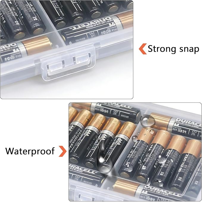 6 Pack Battery Organizer for AA/AAA Batteries,10-Slot Battery Storage Box with lid,Battery Storage Case Removable Dividers for Common Types Batteries, Household Container
