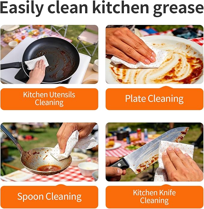 Dish Wipes Extra Thick - 32 Count Travel Clean Soap Reusebale Camp Kitchen Wipes | A Soap-and-Water Alternative Cleaning Handy for Kitchen Each piece is 7.1"X8.9"