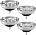 Kingrol 4 Pack Kitchen Sink Strainers with Rubber Stoppers - Stainless Steel Drain Basket Replacement, Fits 3.5 Inch Standard Sink Drain, Prevents Clogs, Easy Clean, Rust Resistant