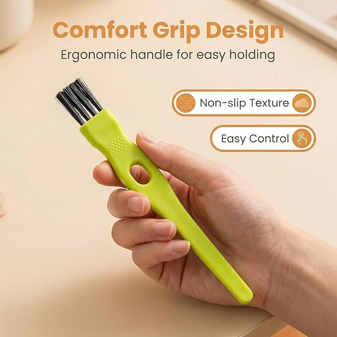 vipolish 20 Pcs 11CM/4.33 Inch Green Plastic Handle Mini Dust Removal Brush Nylon Hair Brush Computer Keyboard Cleaning Small Brush Lamp Humidifier Clean Rag for Home Office Use