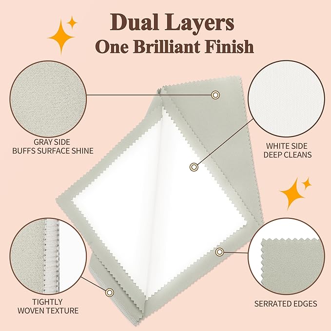 Bonison 3 Pack Large Silver Polishing Cloth – 10"x12" Jewelry Cleaning Cloth & Multi-Layer Jewelry Polishing Cloth for Silver, Gold, Diamond, Platinum, Coins, Watches, Gemstones（Gray）