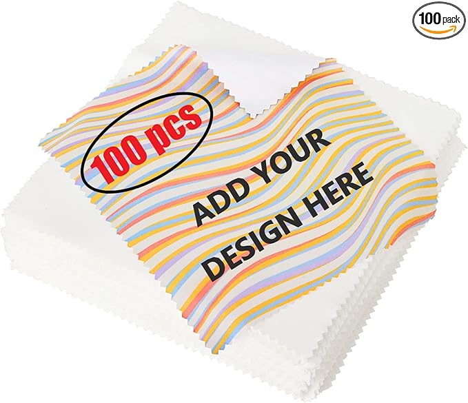 Muka 100 Pcs Custom Microfiber Cleaning Cloth 6X6 Inch Full Color Printed Microfiber Cloth Promotional Item for Eyeglasses Lenses Electronics and Screens-5.9" x 5.9"