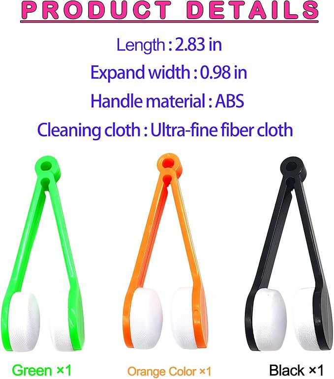 Sun Glasses Eyeglass Cleaning Soft Brush Tool Mini Microfiber Portable Sunglasses Spectacles Cleaner Cleaning Clip-3 Pieces