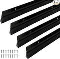 Frienda 4 Set Door Brush Bottom Sweep Brush Weather Stripping Aluminum Door Seal with Screws for Gaps up to 1 Inch, for Home, Commercial Gate, Fill Gaps Dust, Debris (1 x 36 Inch,Black)
