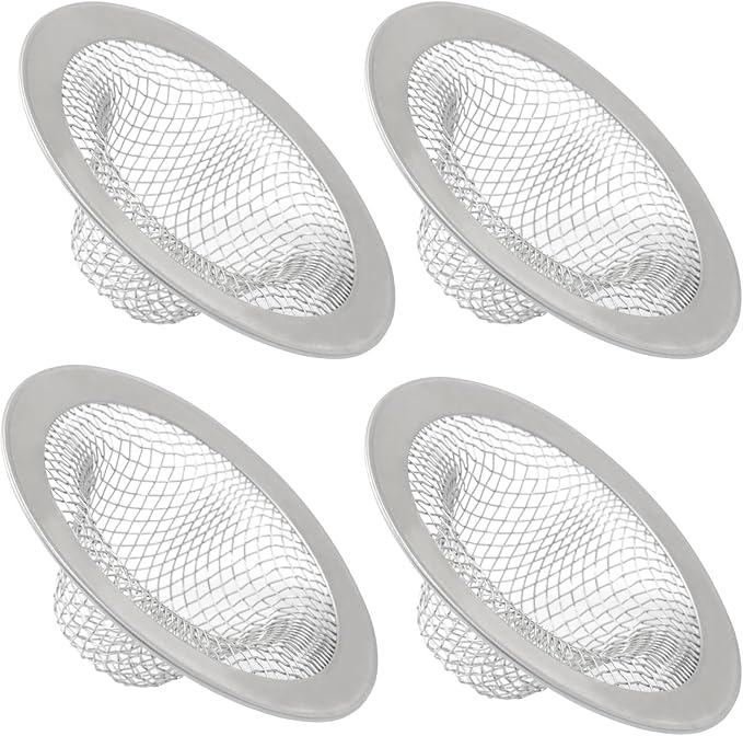 4 Pack Heavy Duty Stainless Steel Kitchen Sink Strainer, 2.09" Top / 0.91" Mesh Slop Basket Filter Trap, Utility Drain Hole for Kitchen Sink/Bathroom Bathtub Wash basin Floor drain Balcony