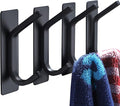 YIGII Towel Hook/Adhesive Hooks - Black Wall Hooks Stick for Bathroom and Kitchen Heavy Duty Hooks 4-Pack, Stainless Steel