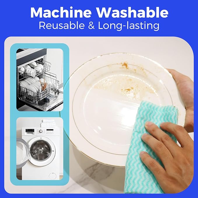 Reusable Cleaning Towels Handi Wipes Reusable Cloths Disposabel Dish Cloths Dish Towels Dry Handy Wipes Big Durable Absoebent 40 Count, Red