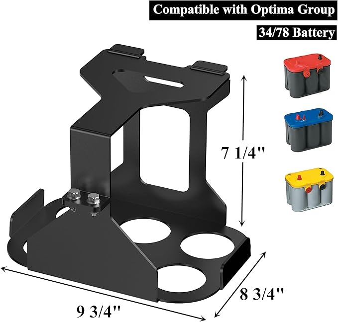 Battery Box Tray Truck Battery Tray Battery Holder Battery Mount Bracket for Optima Group 34/78 Batteries Multi-functional Storage Tray Mounted Warehouse/Kitchen Storage Rack
