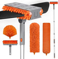 Ceiling Fan Cleaner Duster with 72‘’ Extendable Long Handle Cleaning Duster Kit, Reusable Chenille & Microfiber Mop Head for High Ceiling Fan Blade Wall Blinds Cobweb