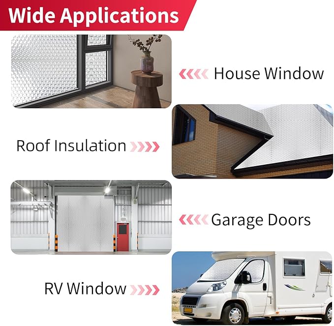47.2 in X 20ft Reflective Bubble Insulation Aluminum Foil Sheets, Bubble Wrap for Packing Attic Door Insulation Cover, Window Tint for Home Heat Blocking, Window Film, Garage Door Screen，3mm