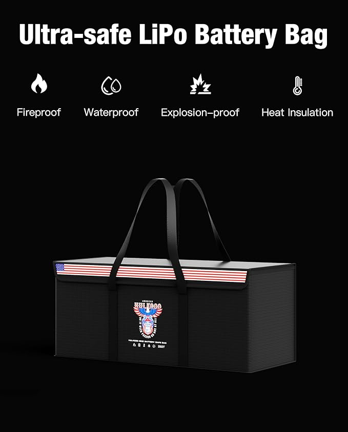 12V 200Ah LiFePO4 Lithium Battery Fireproof Safe Bag Large Capacity Explosion-Proof Battery Bag LiPO Safe Bag Waterproof Battery Storage Box(22 * 9 * 9.4 inch), 2-Pack