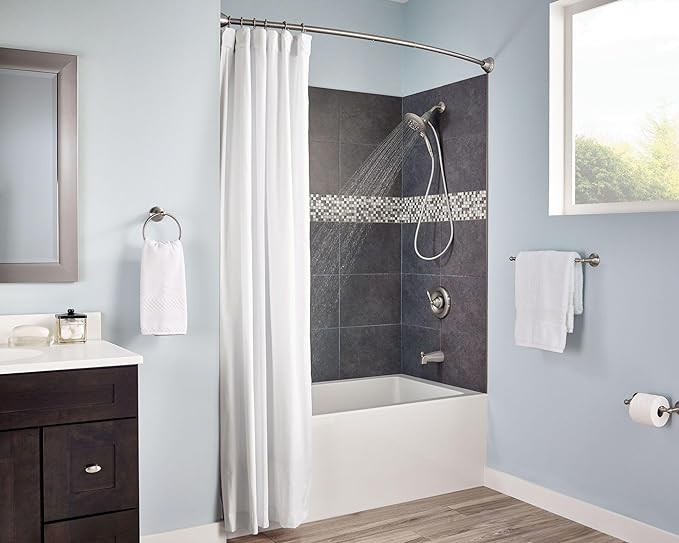 Moen Brushed Nickel Shower Curtain Rings with Double Hooks for Bathroom Shower Rod, (Pack of 24), SR2201BN