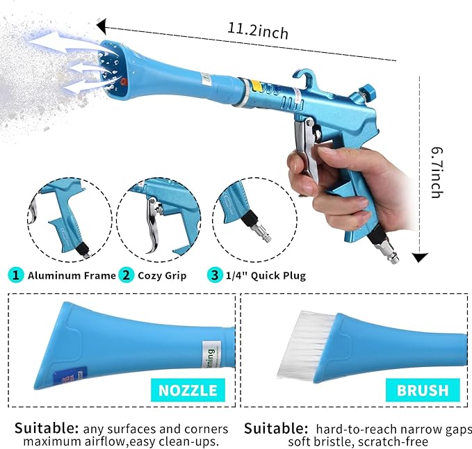 Tornado Dry Car Cleaning Gun Detailing Interior Dryer Air Blow Gun for Car Detailing Air Gun Car Dust Cleaner Air Compressor Blower Gun with Nozzle and Auto Detailing Dusting Brush