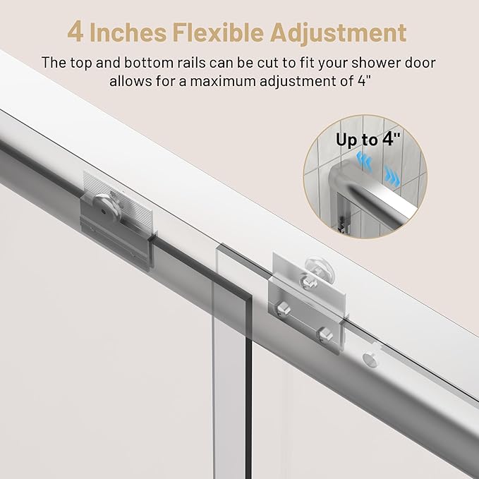 50-54" W x 70" H Double Sliding Shower Door, Semi-Frameless Shower Door with 1/4"(6mm) Clear Tempered Glass, Silent Soft-Close Door for Walk-in Shower, Brushed Nickel