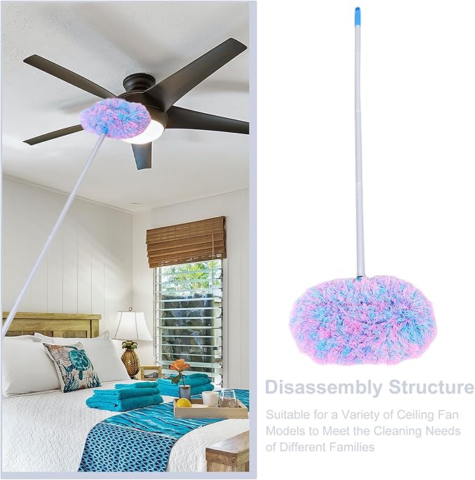 Ceiling Fan Cleaner: Ceiling Fan Blade Cleaning Brush with Adjustable Extension Pole - Lightweight Duster for Cobwebs and Hard-to-Reach Areas
