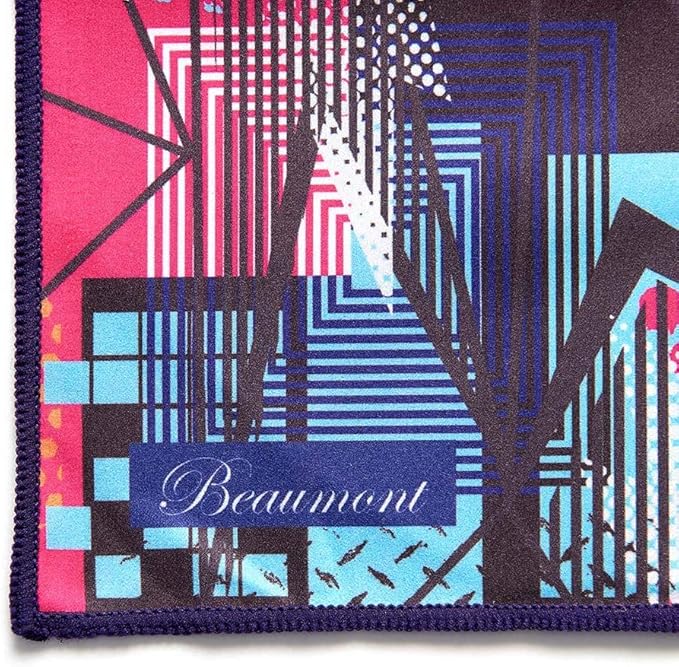 Beaumont Musical Polishing & Cleaning Patterned Neon Arcade Instruments Trumpet Clarinet Sax Flute Recycled Microfibre Cleaning Cloth Brass Silver 25 x 25cm (BFC-NA)