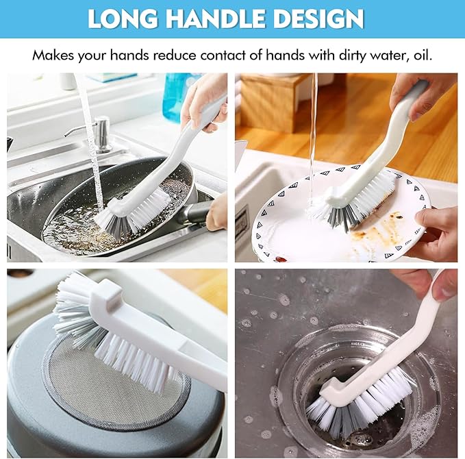 Dish Scrub Brush 8PCS Small Scrub Brush Nylon Gap Cleaning Brush for Household Use on Bathroom, Kitchen, Tile Floors, Sink, Grooves, Window Tracks (8 Brushes + 8 Hooks)