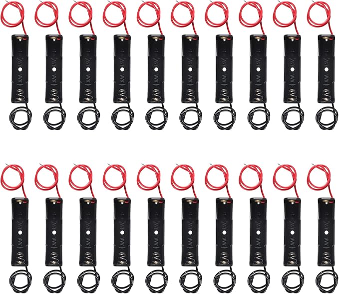 DIANN 20pcs AAA Battery Holder Single 1x 1.5V AAA Battery Holder AAA Battery Holder with Wires