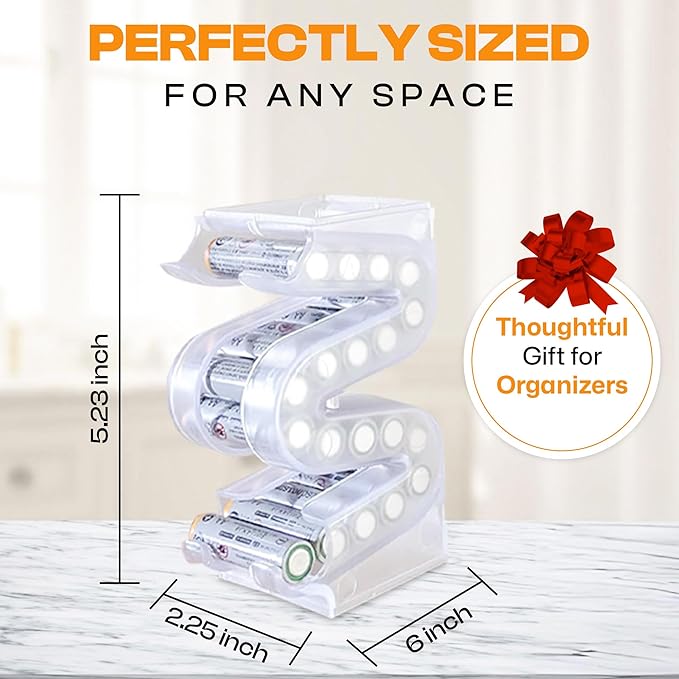 Battery Ladder Organizer Case for AA Batteries - Stackable or Mounted Vertical Storage Battery Dispenser for Home, Garage, & Workshop (2-Pack, Holds 40 AA Batteries Total)