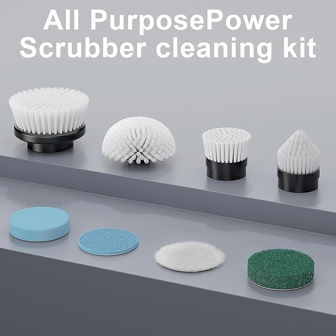 Replaceable Brush Heads Set,8 Pcs Set Suitable for Electric Spin Scrubber,Spin Brush Heads Replacement for Most Brands of ANS-8051A/8050 Cordless Shower Scrubber,for Home and Kitchen,Bathroom,Car
