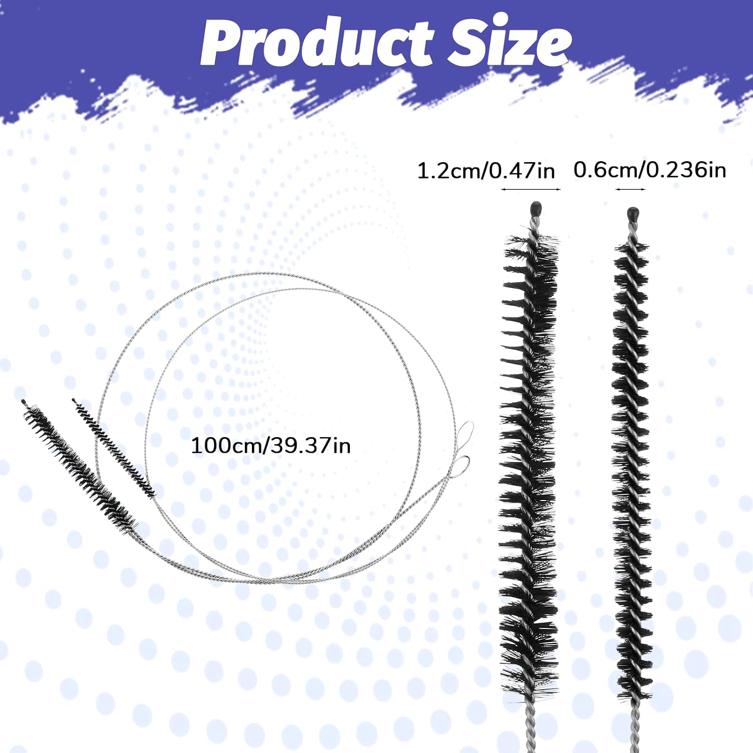 2 PCS Straw Cleaner Brush Extra Long, 39.4 in Extra Long Pipe Cleaners, Black Tube Cleaning Brush for Cleaning Straw, Feeding Tubes, Line and Pump