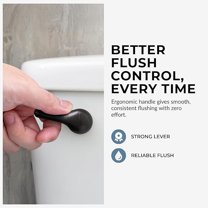 Qualihome Brushed Bronze Toilet Handle - Front Mount Bronze Toilet Flush Handle Lever Replacement - Universal Fit - Durable Design - Easy Installation - Ideal for Most Front Mount Toilets