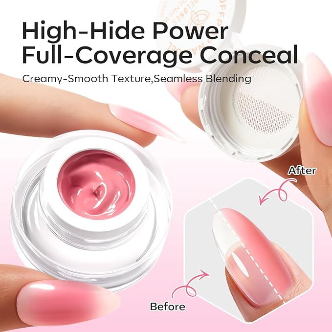 modelones Pat Paint Gel Nail Polish, 2 Colors Soak Off UV Patting Gel Polish Pigmented Colors for Ombre & Gradient & Blush Blooming & French Tip Nail Art, Ivory Blush