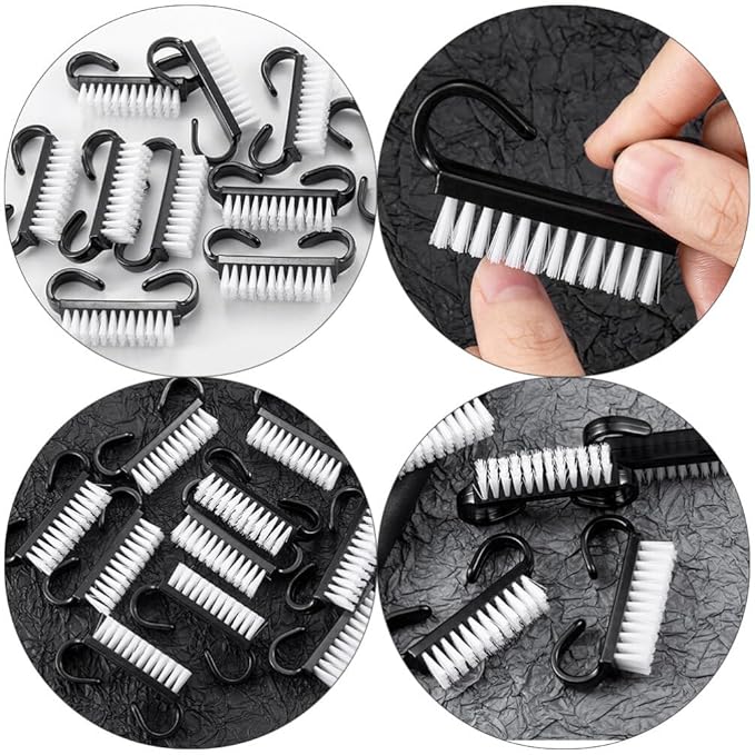 EXCEART Handle Grip Nail Brush 12Pcs Nail Dust Nail Cleaning with Handle Hand Fingernail Scrub Manicure