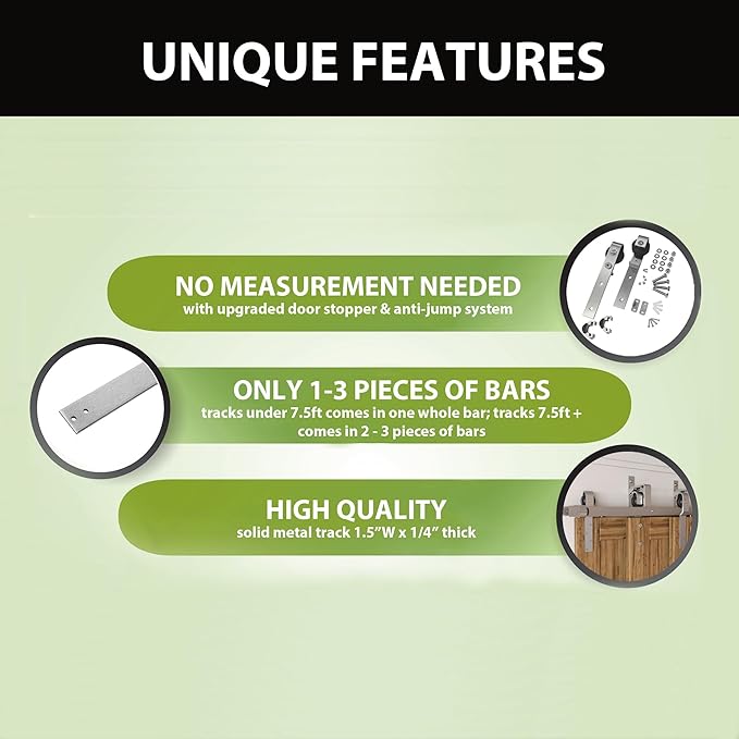 Homacer Brushed Nickel Rustic Triple Track Bypass Sliding Barn Door Hardware Kit (for Door Thickness 1-1/4in~1-3/8in), Three 6.6ft Long Flat Tracks,for Three Interior Doors（Doors NOT Included）