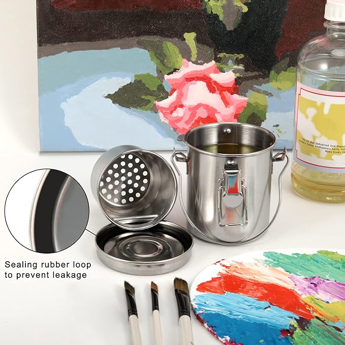 MyLifeUNIT Paint Brush Cleaner, Stainless Steel Brush Holder for Painting, 6.6 oz