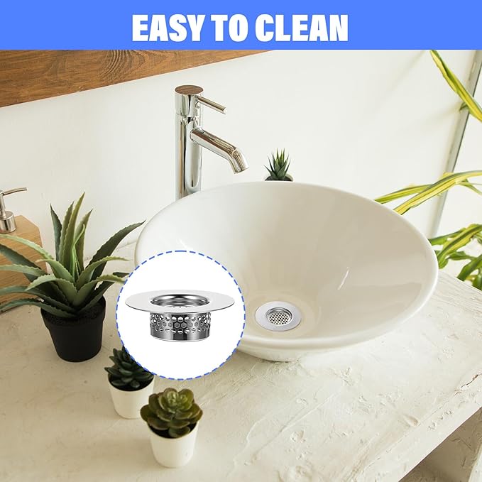 4 Pcs Bathroom Sink, Bathtub Drain Cover Drain Strainer Hair Catcher Stainless Steel Drain Filter for Shower Vanity Laundry Utility RV Sink (Fits 1.25" to 1.6" Hole)