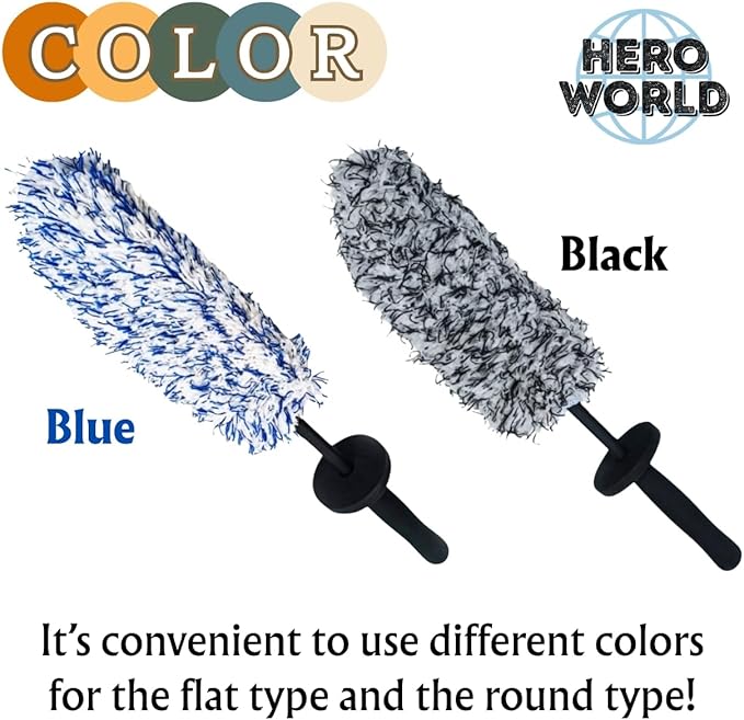Soft Wheel Cleaning Brush, Metal-Free Wheel Mop Safe for Car Rims (Round/Blue)